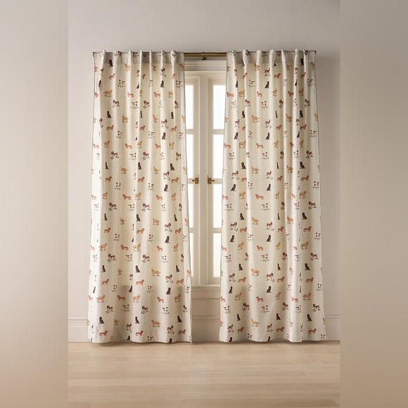 Anthropologie Other - NWT Set of 2 Anthropologie Printed Dog Curtain Panels 96” x 50” Mint